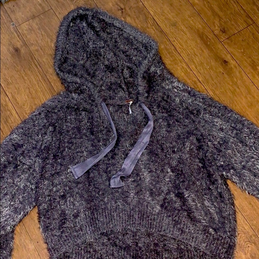 Free people purple cropped fuzzy sweatshirt